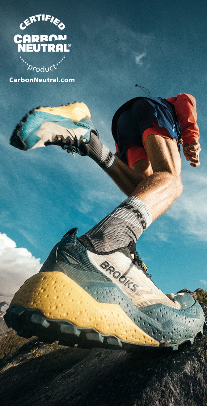 A Carbon neutral Brooks trail collection illustration