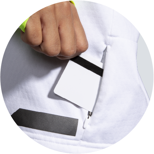 Pocket at hem keeps your valuables safe.