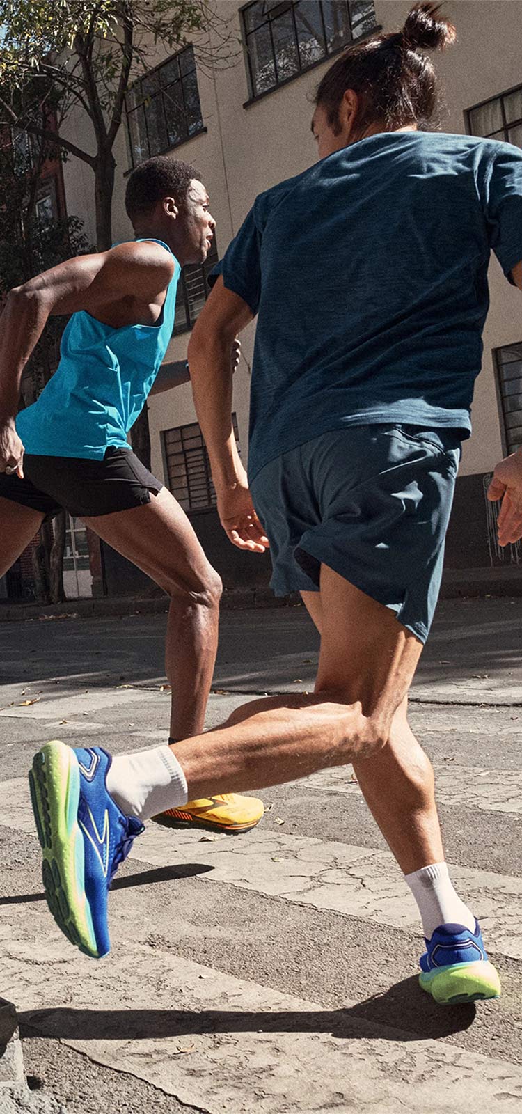 Runners in the road